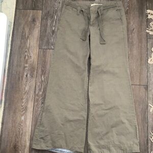 Old Navy Green/Gray Chino Wide Flare Leg Utility Pant Long Trouser Women Size 2